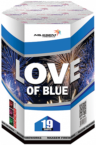 SB-19-02 LOVE OF BLUE  Батарея салютов (1.2″*19) 35м,33c